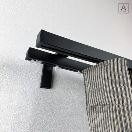 DOPPIO Binario in alluminio CUBO ANODIZZATO NERO MANUALE A STRAPPO